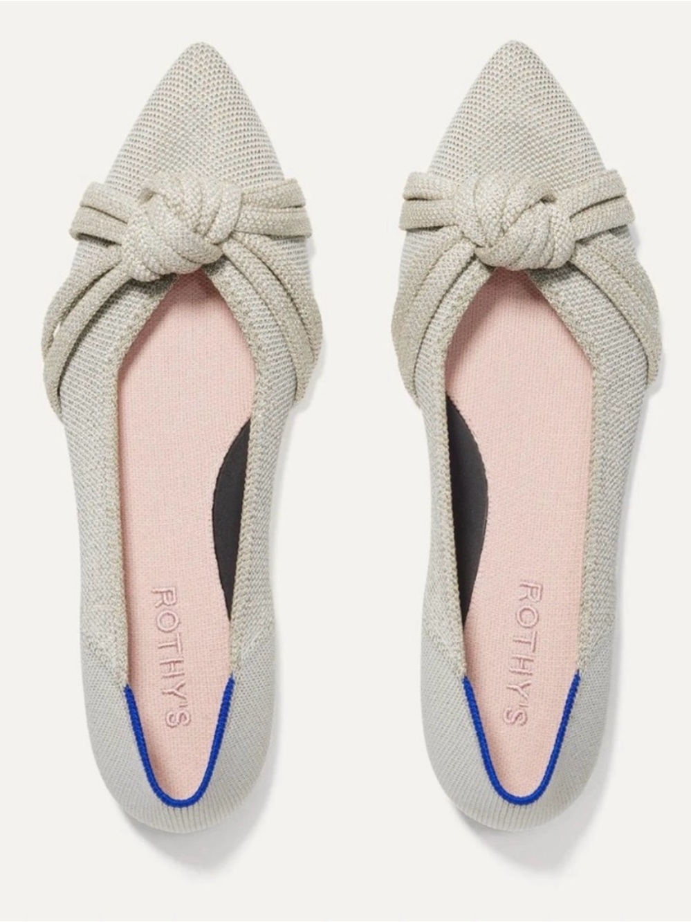 Rothy'sThe Knot Point II Flats Diamond Metallic Sz 10.5 Special Occasion